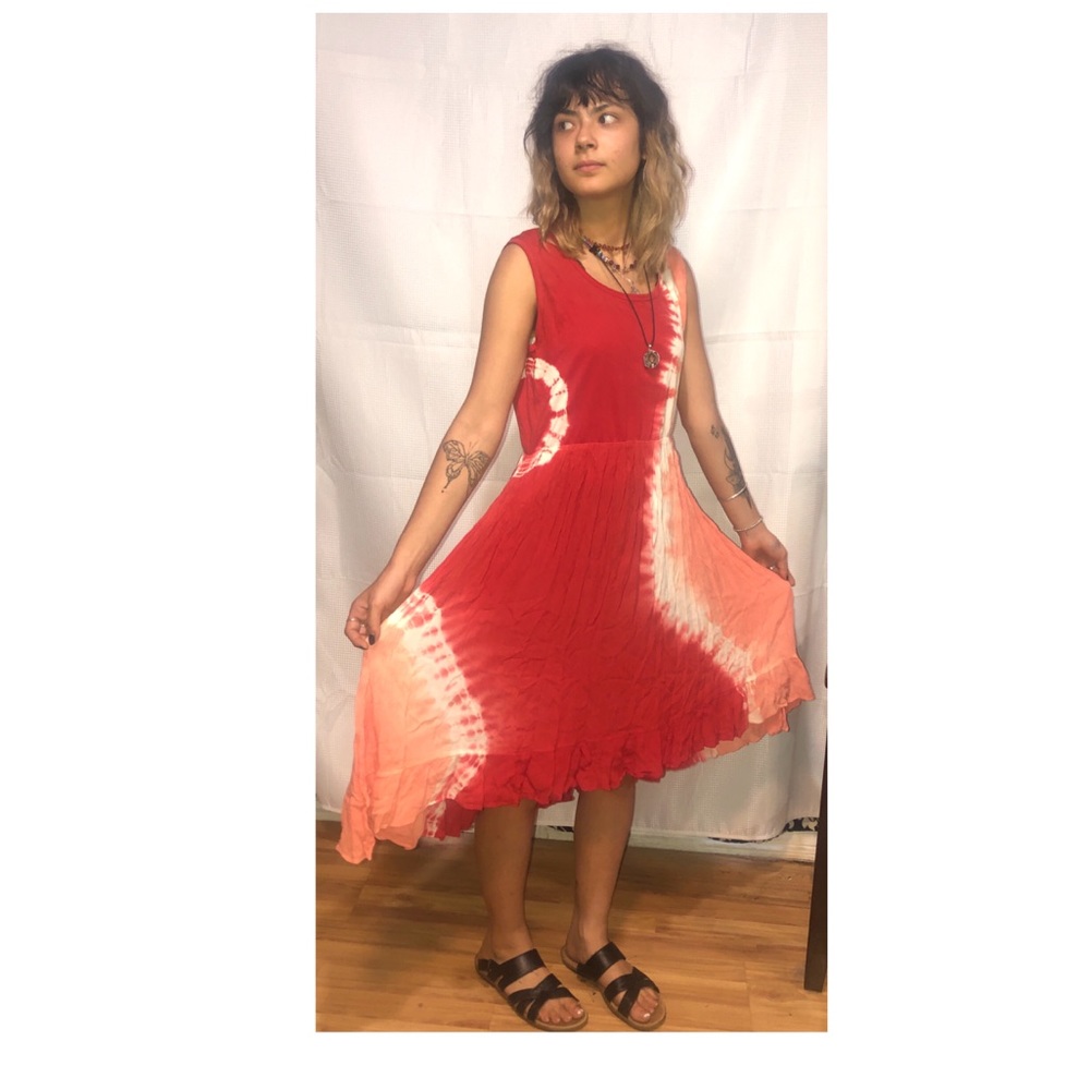 Tie dyed dress, worn once. Flares out. Super fun